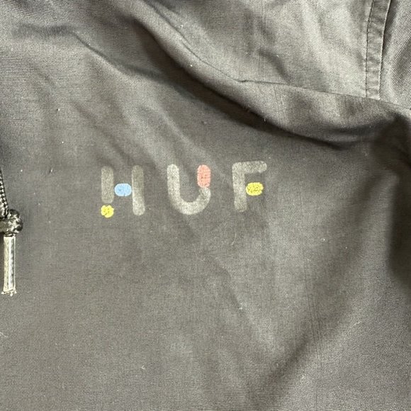 HUF Worldwide Tour Anorak Windbreaker Pullover Jacket Black Big H Logo Men Small - Picture 10 of 10